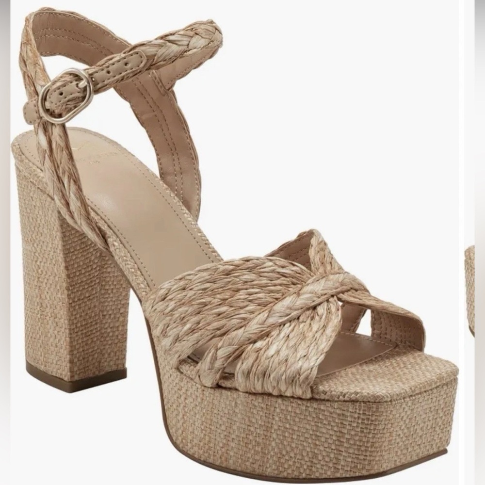 Marc Fisher Raffia Platform Sandal Sz 7.5
